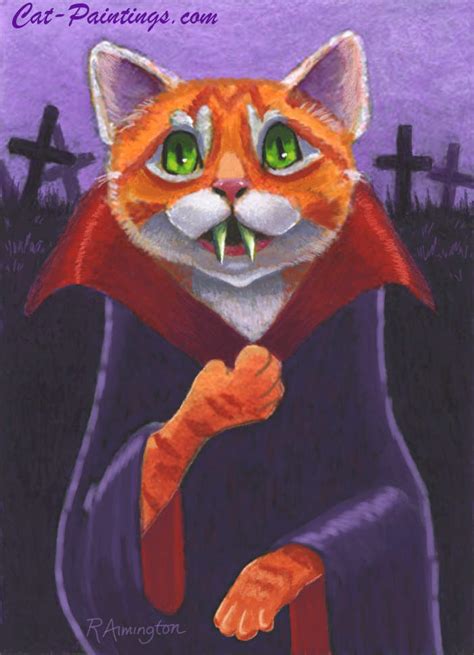 Halloween Vampire Cat - Cat Paintings