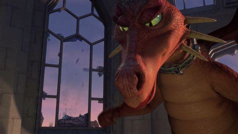 Toward the end of Shrek, the dragon knocks out the last pane of glass ...