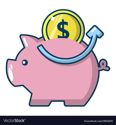 Pig money icon cartoon style Royalty Free Vector Image