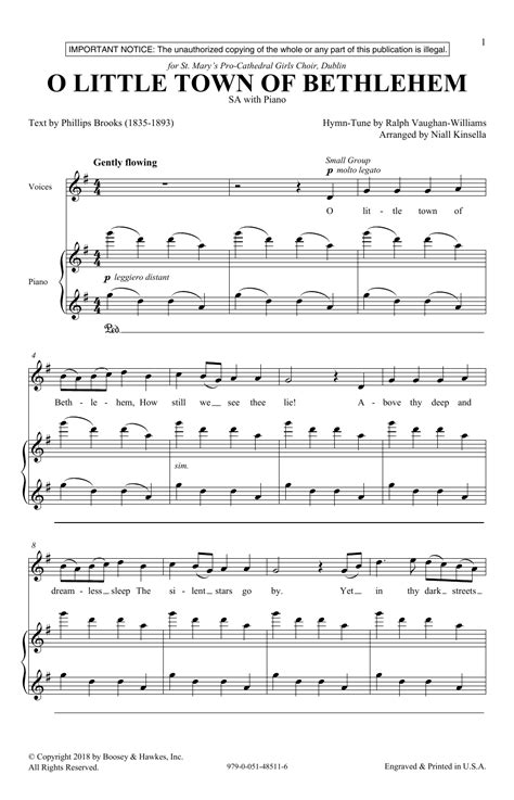 O Little Town Of Bethlehem by Niall Kinsella Sheet Music for 2-Part Choir at Sheet Music Direct