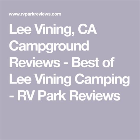 Lee Vining, CA Campground Reviews - Best of Lee Vining Camping - RV Park Reviews | Lee vining ...