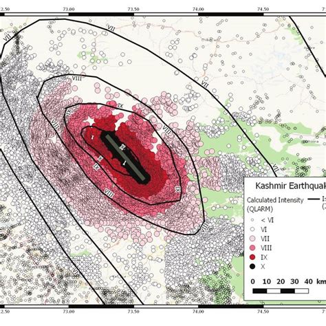 Map of the area affected by the M7.6 Kashmir earthquake of October ...