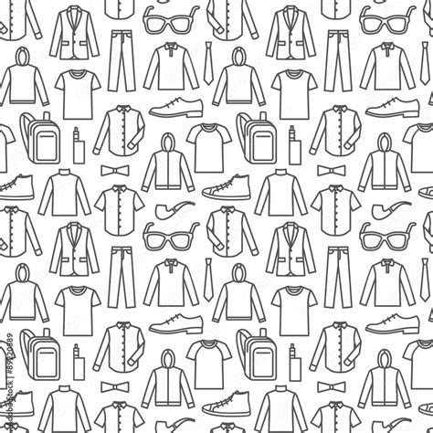 Endless clothes background. Vector seamless pattern of men's clothes ...