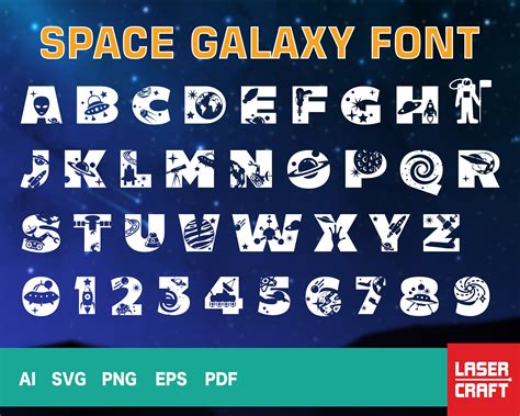 Space Font svg Space Letters svg Galaxy Space Alphabet | Etsy