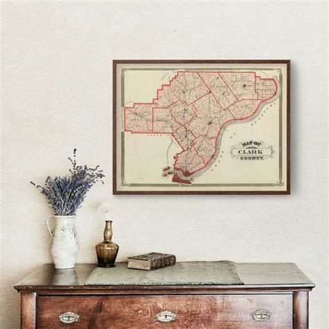 Vintage Map of Clark County, Indiana 1876 by Ted's Vintage Art