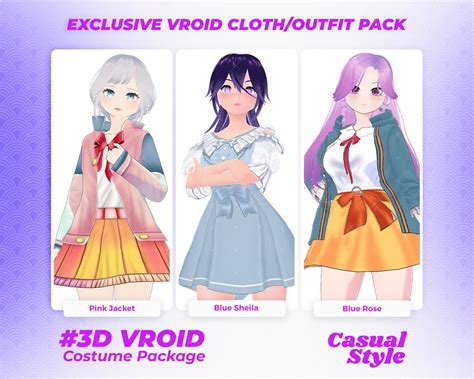 Vroid Clothing Pack, Female Fashion, Vroid Outfit, Vroid Assets ...