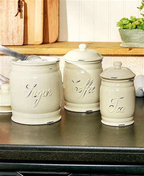 SET OF 3 EMBOSSED CLASSIC CERAMIC KITCHEN COUNTERTOP CANISTERS - 3 COLORS | eBay