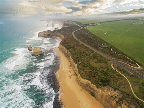 Aerial view of the twelve apostles stock photo containing 12 and dusk | Nature Stock Photos ...