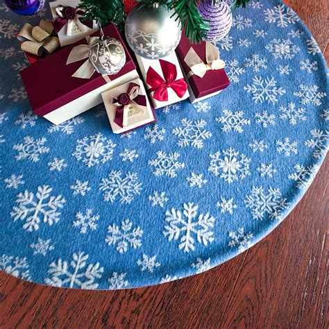 Jorlo 48 Inch/35 Inch Blue Christmas Tree Skirt for Holiday Christmas Decorations, Double Layers ...