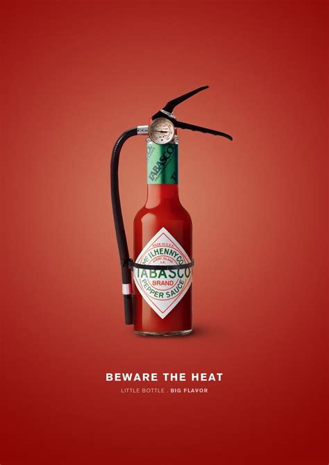 Tabasco graphic. The sauce looks like an extinguisher to showcase how ...