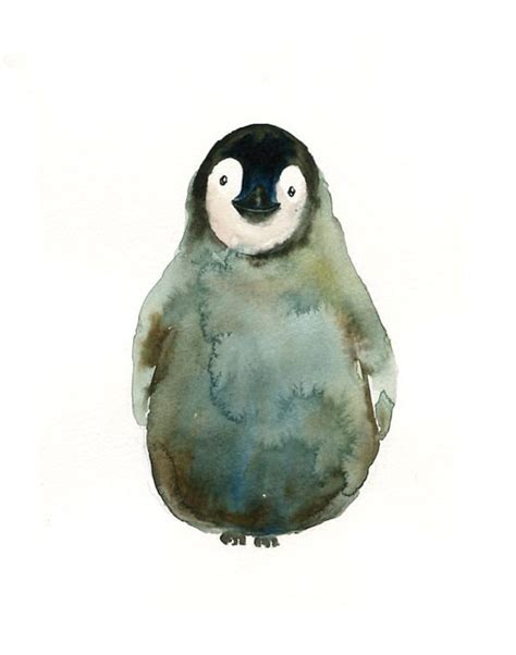 BABY PENGUIN Original watercolor painting 8x10inchVertical