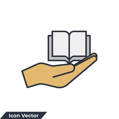 resource reference icon logo vector illustration. hand giving the book symbol template for ...