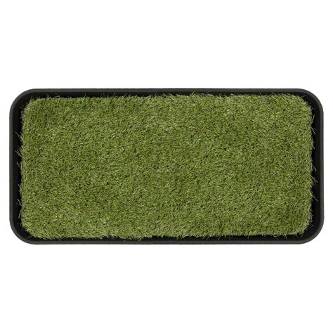 Ottomanson Pet Care Non-Slip Easy Clean Indoor/Outdoor Tray with Reusable Grass Pad, 15" x 30 ...