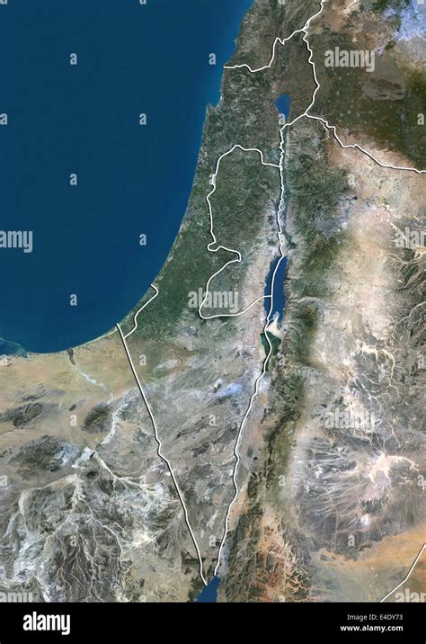 Israel, True Colour Satellite Image With Border Stock Photo - Alamy