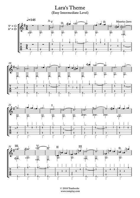 Dr. Zhivago - Lara's Theme (Easy/Intermediate Level) (Maurice Jarre) - Guitar Tabs and Sheet Music