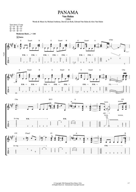 Panama by Van Halen - Full Score Guitar Pro Tab | mySongBook.com