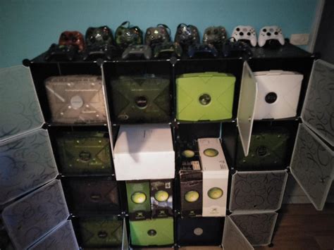 Updated photo of my xbox original console collection, including controllers. : gamecollecting