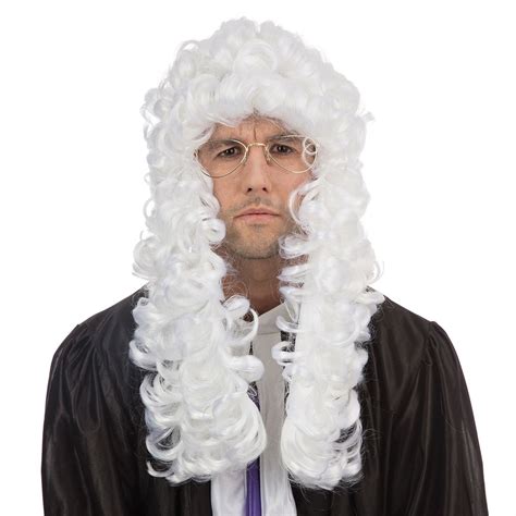 New Adult Mens Ladies Judge Barrister Lawyer Court Fancy Dress Costume White Wig 5051090063395 ...