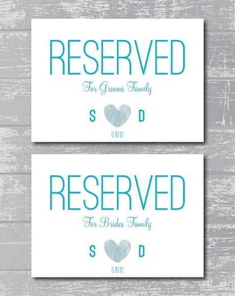 Reserved for Family Signs 5x7" DIY Wedding Posters Printable | Family signs, Wedding posters ...