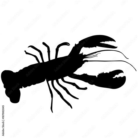 Lobster Silhouette Vector Graphics Stock Vector | Adobe Stock