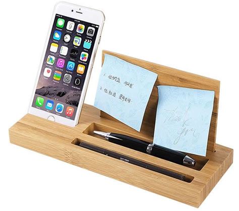 Bamboo Wood Office Desk Organizer Mobile Phone Stand | Desk organization office, Desk ...