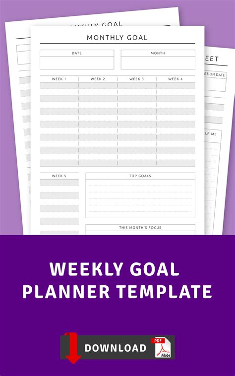 Weekly Goal Planner Template, Weekly Goal Setting Template, Weekly Goal Setting | Goals planner ...