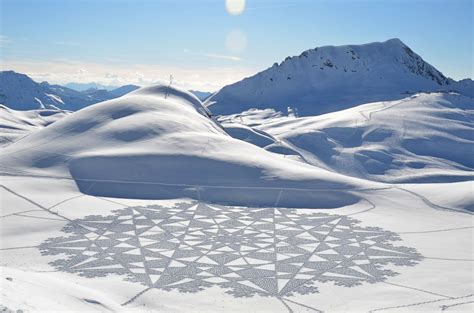 Artist creates massive murals in snow all over the world using just his feet - ABC News