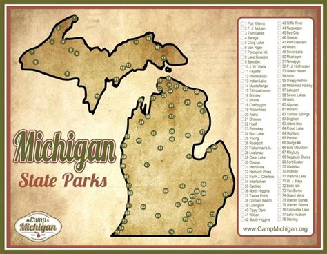 Free Michigan State Park Checklist Map – Camp Michigan | Michigan state parks, Michigan camping ...