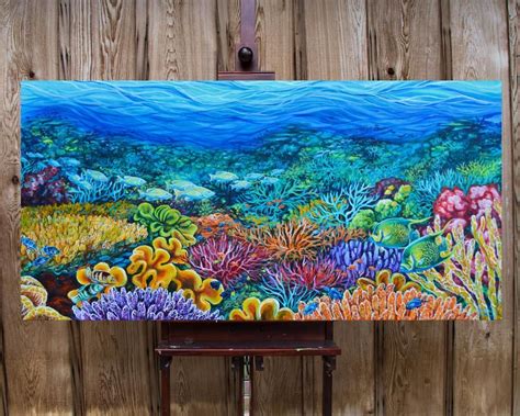 Coral Meadows - Acrylic on Canvas | Coral painting, Canvas painting ...