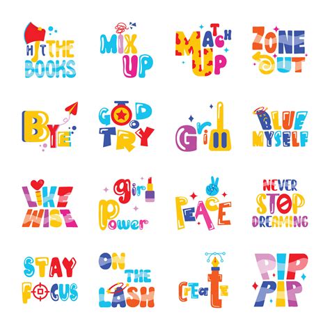 Modern Pack of Lettering Flat Stickers 26956767 Vector Art at Vecteezy