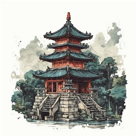 Premium AI Image | Watercolor painting of a majestic temple