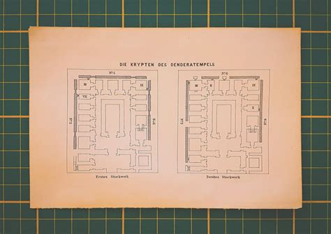 1913 Vintage Plan of Dendera Temple Crypts