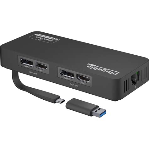 Plugable 4K DisplayPort And HDMI Dual Monitor Adapter With Ethernet For | Monitor With Hdmi And ...