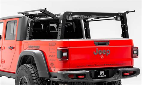 2019-2020 Jeep Gladiator Overland Access Rack With Side Gates, Incl. (4) 3 Inch ZROADZ LED Pod ...