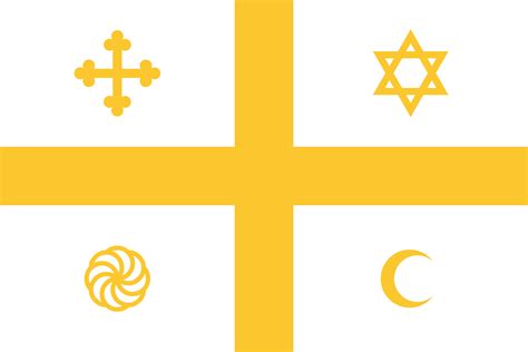 [OC] A Flag for Jerusalem based on The Kingdom of Jerusalem Flag, with Representation of the 4 ...