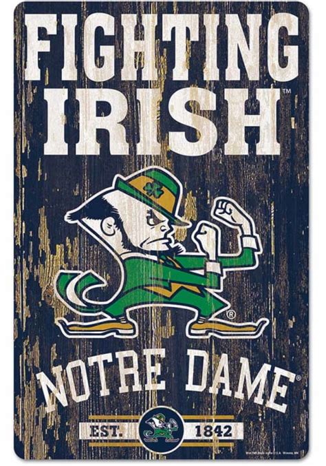 Notre Dame Fighting Irish Slogan Mascot Wood Sign