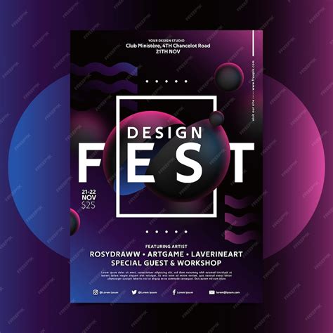 Premium Vector | Festival design poster template with creative shapes