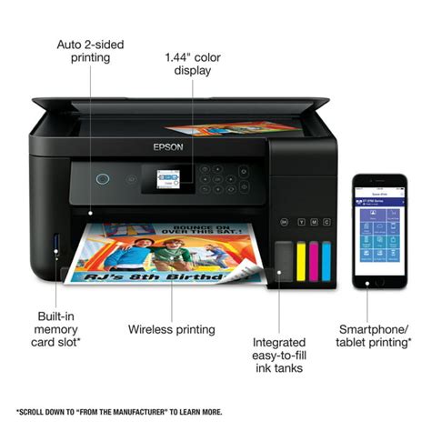 Epson EcoTank ET-2750 Wireless Color All-in-One Supertank Printer with Scanner and Copier WiFi ...