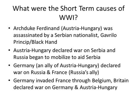 HISTORY - Short term causes of WW1 Diagram | Quizlet