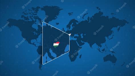 Premium Vector | Detailed world map with pinned enlarged map of Hungary ...