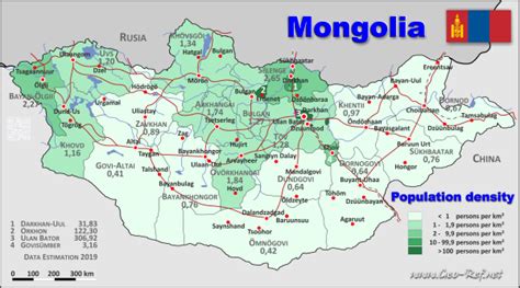 Mongolia Population Density Map : r/MapPorn