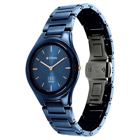 Buy Online Titan Edge Ceramic Quartz in Atlantic Blue Dial Watch for Women - ns2653qc03 | Titan