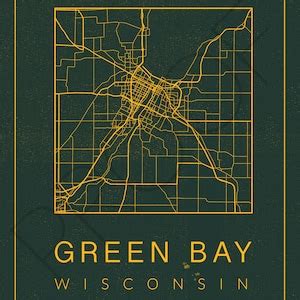 Green Bay Map Green Bay Packers Map of Green Bay Wisconsin - Etsy