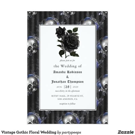 Vintage Gothic Floral Wedding Invitation | Zazzle.com | Wedding ...