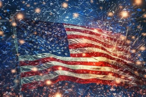 Premium AI Image | An american flag with fireworks in the background