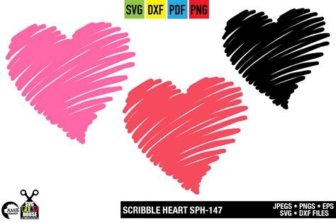 SCRIBBLE HEART SVG, SPH-147 (303401) | Illustrations | Design Bundles