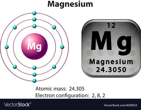 Symbol and electron diagram for magnesium Vector Image