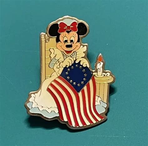 DISNEY MINNIE MOUSE as Betsy Ross US Flag Enamel Lapel Pin Vintage 1989 ...