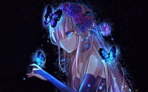 Anime Girl and Butterflies HD wallpaper download