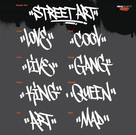 A set of various words in a street art graffiti theme. 16829878 Vector ...